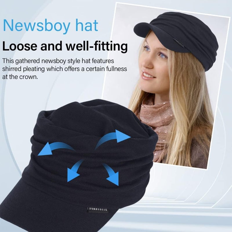 Ruphedy Newsboy Cap for Women Summer Chemo Headwear Hair Loss Cancer Hat with Brim - Image 2